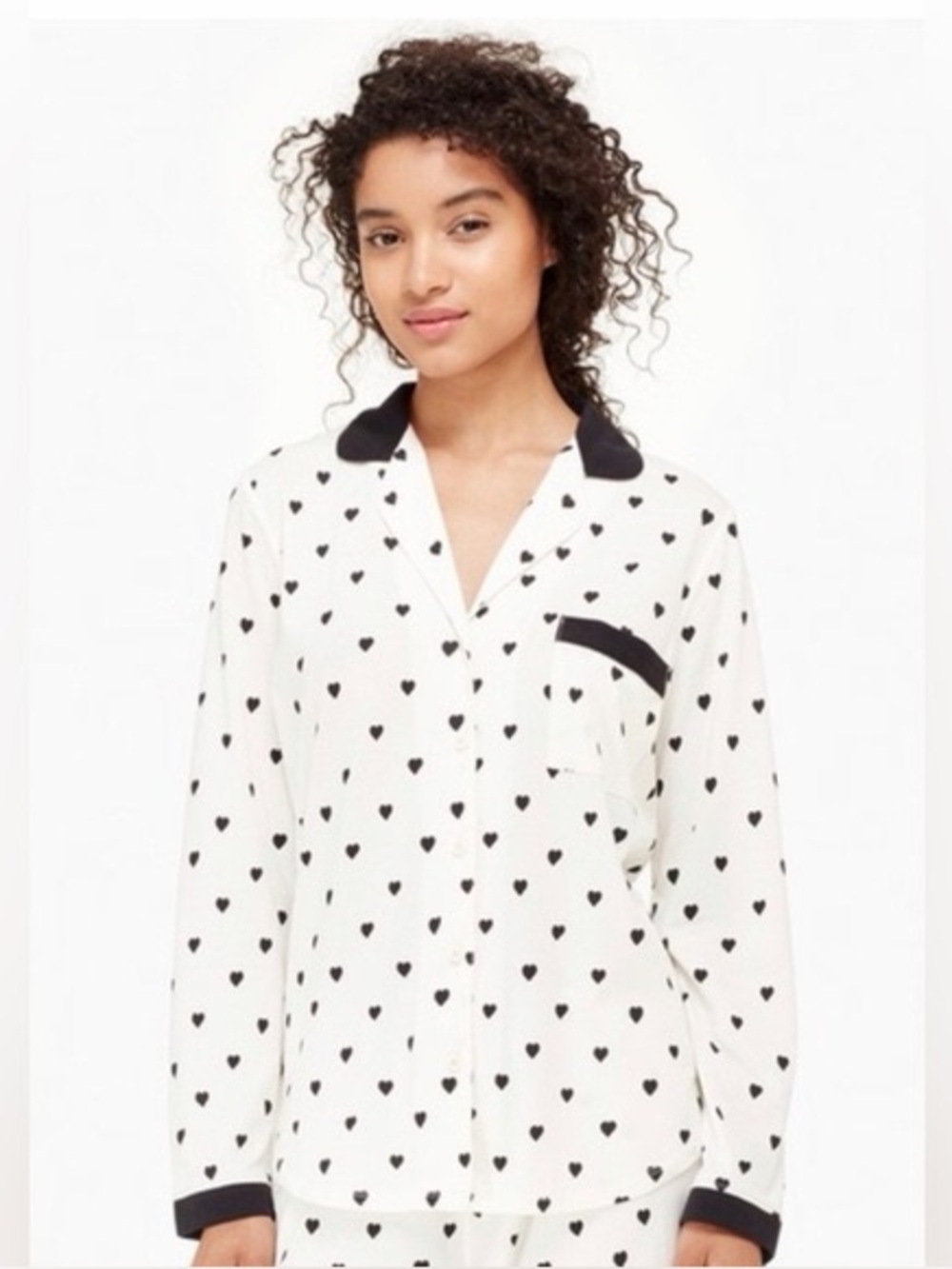 Kate Spade Heart Polka Dot PJ Set in Black and White Size Small Loungewear Set